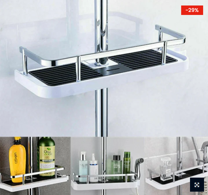 Adhesive Shower Shelf with Soap Holder – Tool-Free Installation for Modern Bathrooms