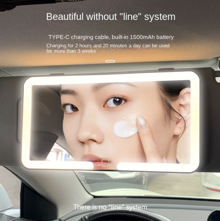 Sun Visor Touch Sensitive LED Three-color Adjustable Makeup Mirror