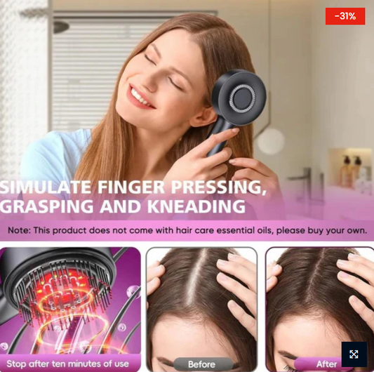 Electric Scalp Massage Comb – With Vibration & LED Therapy Rechargeable