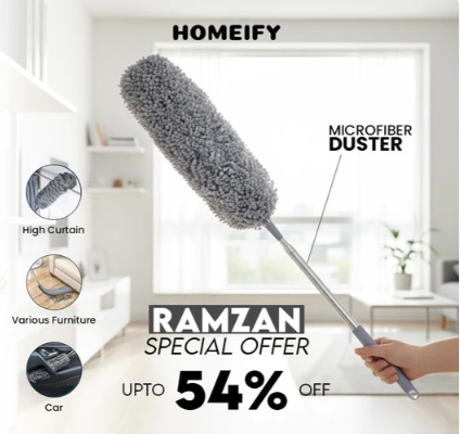 Flexible Microfiber Feather Duster Kit with 30-100 Inches Telescoping Extension Pole