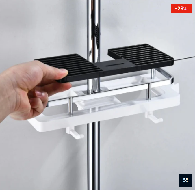 Adhesive Shower Shelf with Soap Holder – Tool-Free Installation for Modern Bathrooms