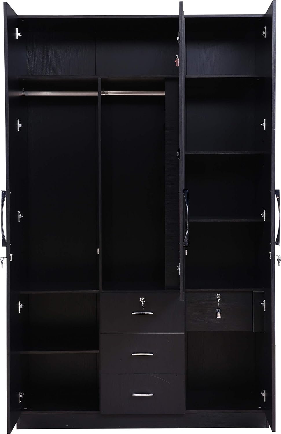 CASPIAN Engineered Wood Furniture 3 Door Wardrobe For Bedroom With Super Utility. (Colour Rainforest Dark) Size 78 X 48 X 21