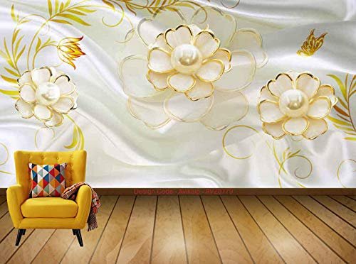 Avikalp Exclusive AVZ0779 3D Luxury Jewels Flower Background Wall HD 3D Wall Sticker(396cm x 304cm)