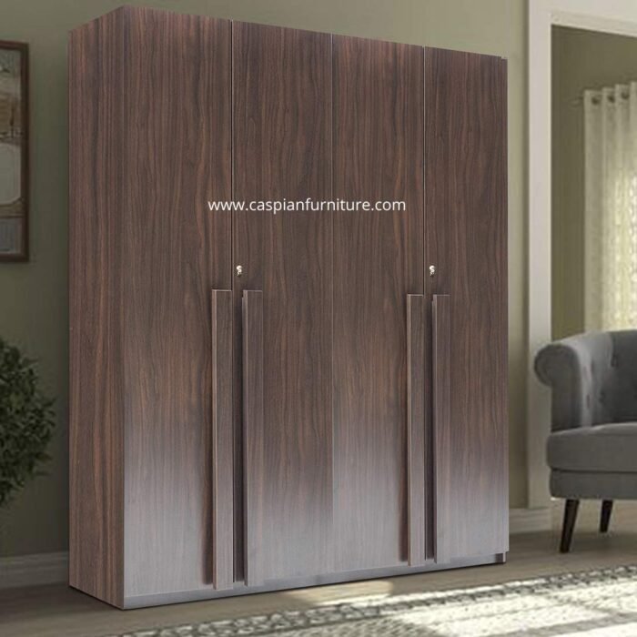 CASPIAN Furniture 4 Door Wardrobe for Bedroom with Shelves and Hanging Space | 4 Door Wardrobe for Clothes Wooden Furniture | Engineered Wooden Cupboard | Home Storage (Wood Texture)